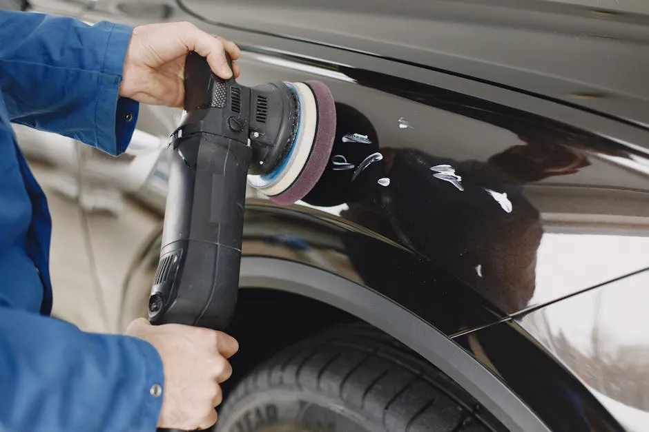 detailer machine cut and polishing a car to correct the paint in Cairns